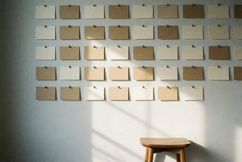 Tableau de suivi des compétences affiché sur un mur clair