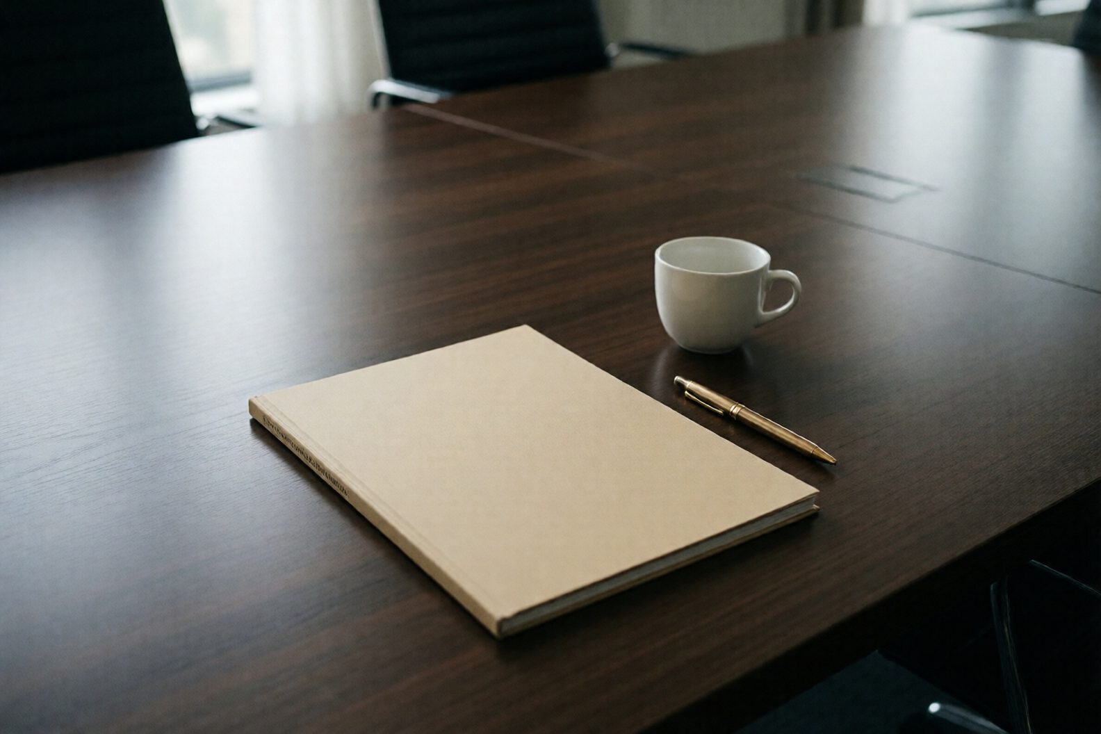 Rapport d'étude imprimé posé sur une table de conférence